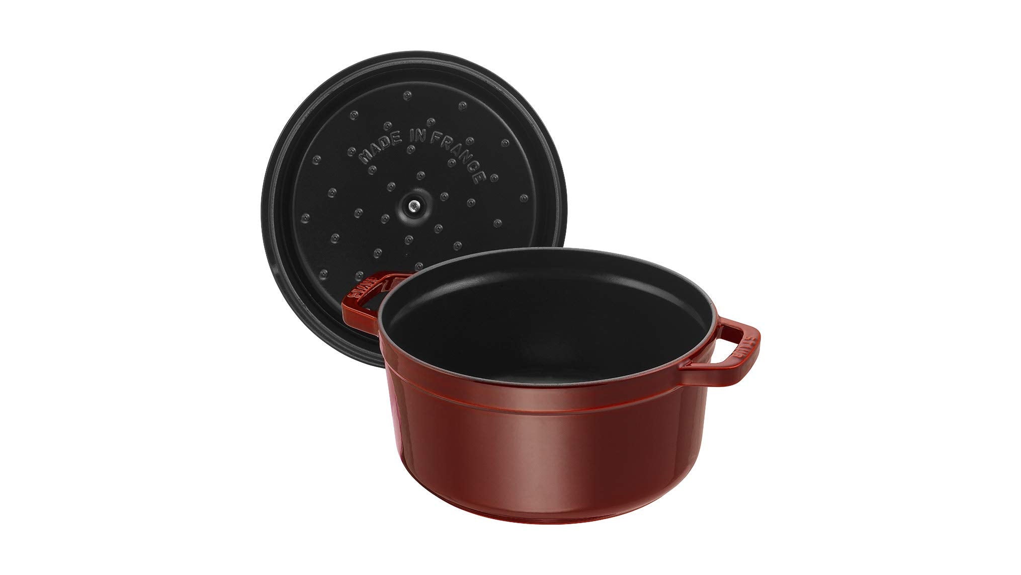 STAUB ストウブ 「 ピコ ココット ラウンド グレナディンレッド 24CM 」 大きい 両手 鋳物 ホーロー 鍋 IH対応 LA COCOTTE  ROUND 40509-357 | 有川 あゆみ